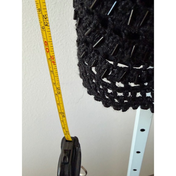 Black Beaded Crochet Cami Y2K Night Luxe Indie Sleaze Whimsigoth Top Size Large - Picture 8 of 14